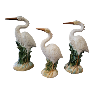 Vintage White Ceramic Herons- Set of 3