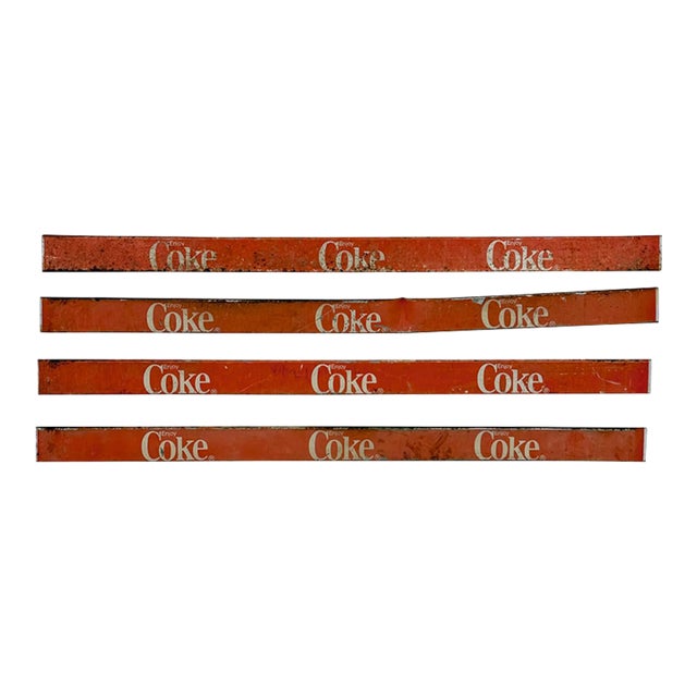 Vintage Coca-Cola "Enjoy Coke" Metal Advertising Trim Sign - Set of 4 For Sale