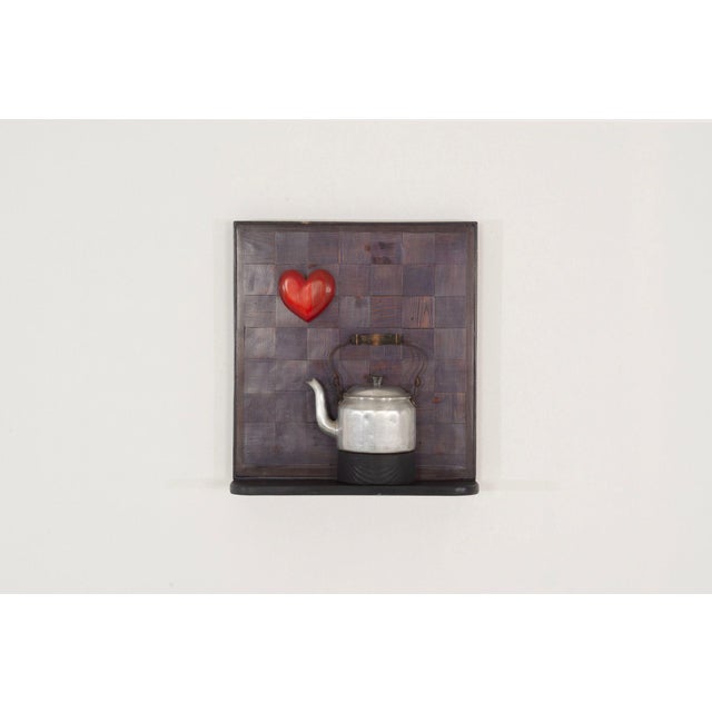 Mid-Century Modern Max Neufeldt “Heart and Kettle” Assemblage Collage, Santa Barbara 1975 For Sale - Image 3 of 7