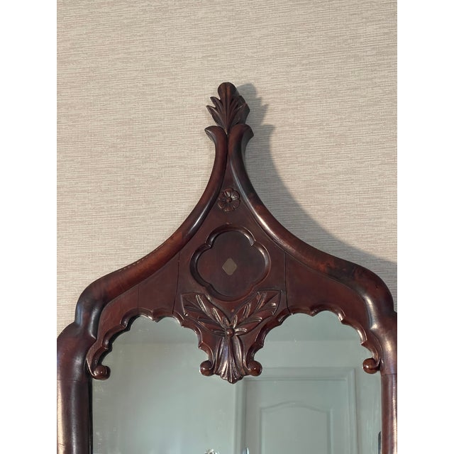 19 Th C American Antique Gothic Style Walnut Wall Mirror For Sale - Image 9 of 12