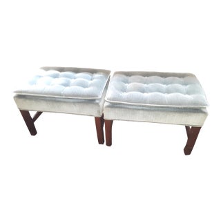 Vintage Mid 20th Century Upholstered Pillow Top Tufted Benches - a Pair For Sale