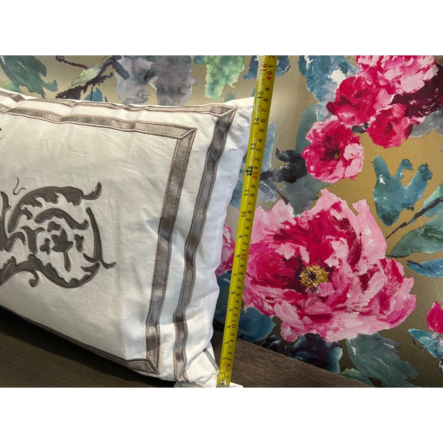 White Lili Alessandra Paris Rectangle Pillow White Steel For Sale - Image 8 of 15