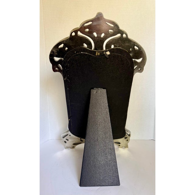 Vintage Art Nouveau Style Figural Lady Silver Finish Table or Wall Mirror For Sale - Image 10 of 12