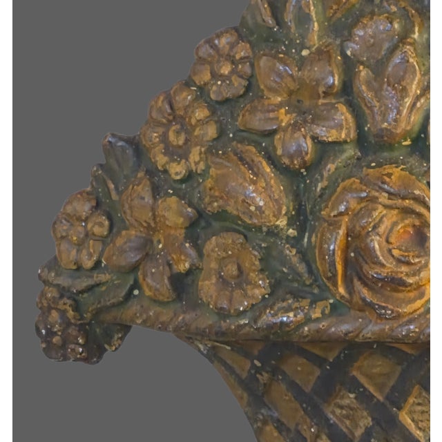 Early 20th Century Antique Cast Iron Multi Flower Basket Doorstop Numbered For Sale - Image 5 of 9