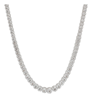 Platinum 17.54ctw Round Diamond Riviera Bezel Graduated Tennis Necklace