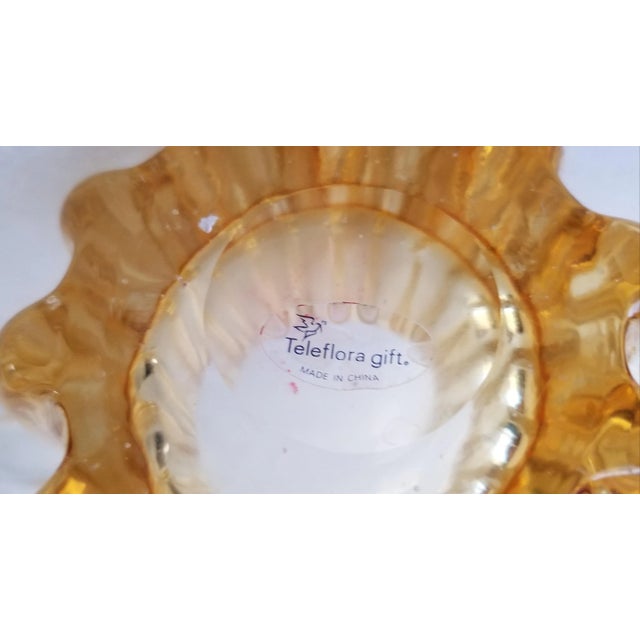 Mid 20th Century Vintage Teleflora Champagne Gold Thick Art Glass Vase For Sale - Image 5 of 6