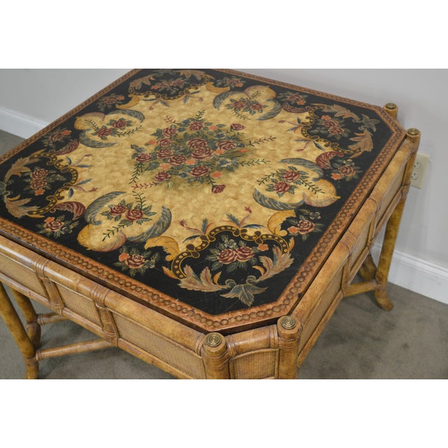 Maitland Smith Faux Bamboo Hand Painted Square Side or ...