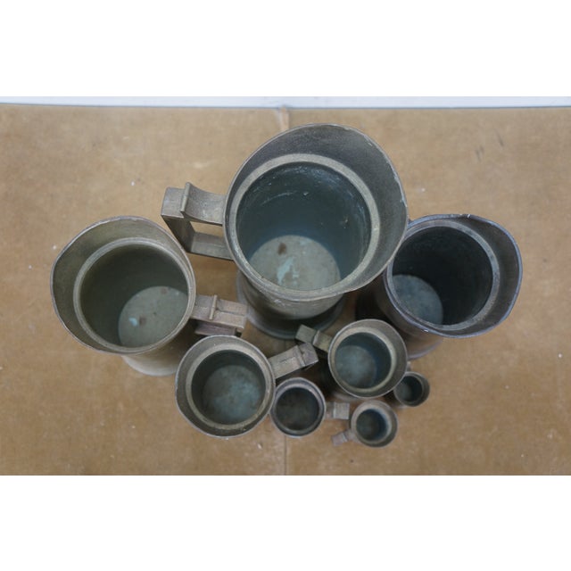 Antique Graduated Zamac Italian Pewter Measuring Cups Steins Tankards 2" to 8"- Set of 8 For Sale - Image 6 of 18