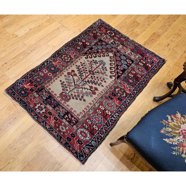 Antique Turkish Prayer Village Rug, Hand-Knotted Tree of Life Design, 3' x 5' For Sale - Image 4 of 14