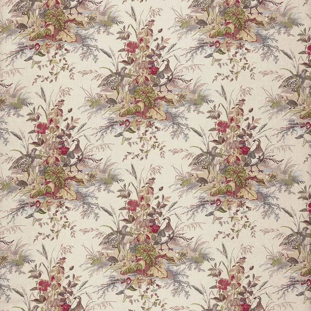 Sample- Schumacher Quail Meadow Fabric in Winter For Sale