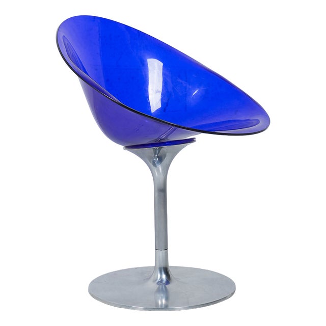 Kartell Eros チェア 青色 Eros Swivel Blue Chair by Philippe Starck for Kartell, 1990s