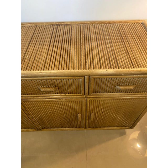 Wood Vintage Palm Beach Bamboo Pencil Reed Credenza Cabinet Buffet Drawers Dresser For Sale - Image 7 of 12