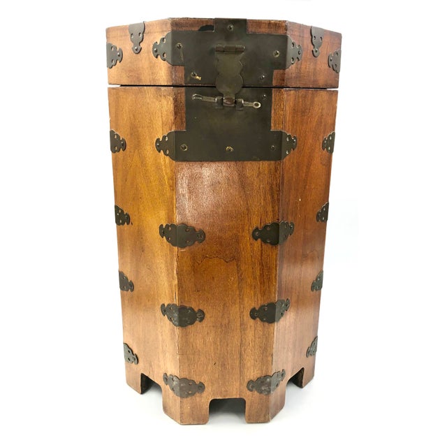 Korean Hat Box Eight Sided Wood Brass Paper Chairish
