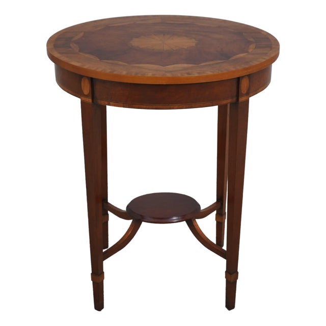 English Inlaid Mahogany Oval Occasional Lamp Table For Sale