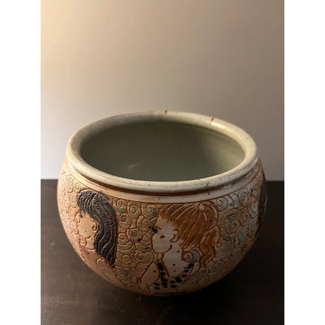 1970s Willam C. Alexander Terra Sigillata Studio Pottery Bowl With Images of Children For Sale - Image 9 of 11
