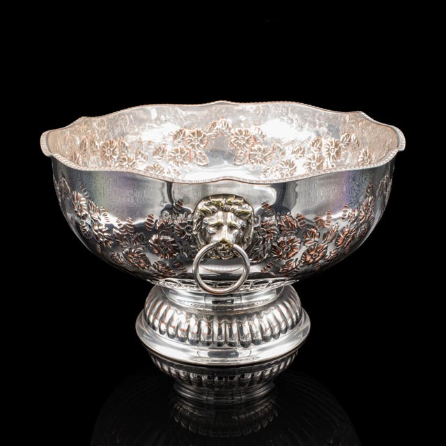 1930s Vintage Punch Bowl, English, Silver Plate, Ice Dish, Cooler, Trophy, Art Deco For Sale - Image 5 of 12