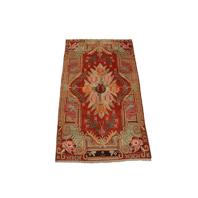 Hand Knotted Khotan Samarkand Rug, 1920s For Sale - Image 11 of 11