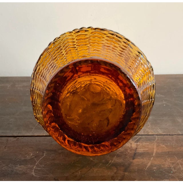 Vintage Italian Empoli Amber Glass Decanter For Sale - Image 9 of 11