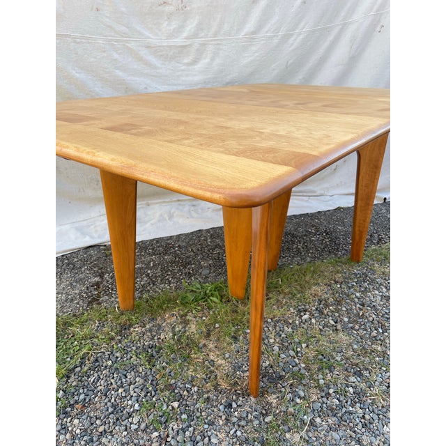 Wood Mid 20th Century Attributed Heywood-Wakefield M166 Drop Leaf Dining Table — Mid-Century Modern Solid Maple, Sculpted Legs For Sale - Image 7 of 11