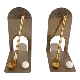 Vintage Traditional Golf Club Bookends- Set of 2 For Sale
