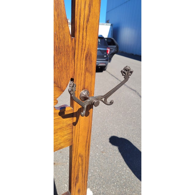 19th Century Oak Hall Chair and Coat Rack For Sale - Image 10 of 10