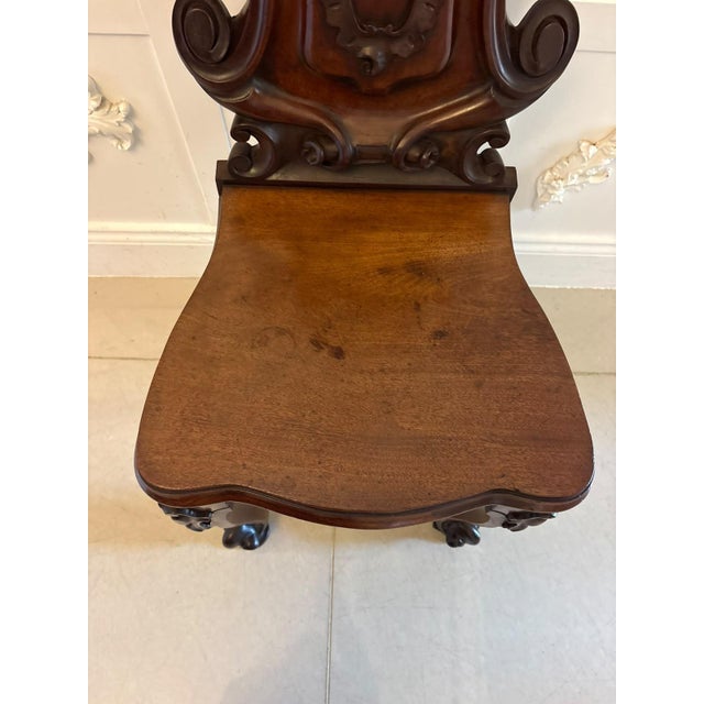 Antique Victorian Carved Mahogany Hall Chairs, 1850s, Set of 2 For Sale - Image 17 of 18