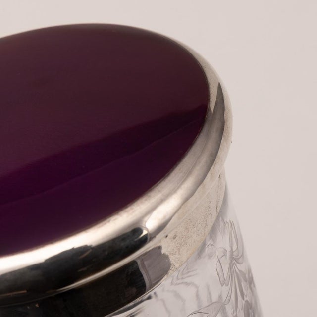 Silver Antique English Silver and Etched Crystal Jar from G&S Co., London, 1919 For Sale - Image 8 of 13