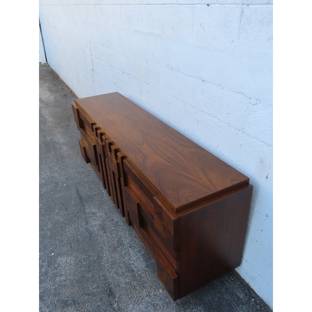 Lane Brutalist Mid Century Modern Long Dresser Tv Cabinet 6304 For Sale - Image 9 of 17