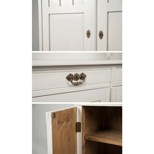 Vintage Hungarian White Painted Cabinet with Glass Doors For Sale - Image 3 of 4