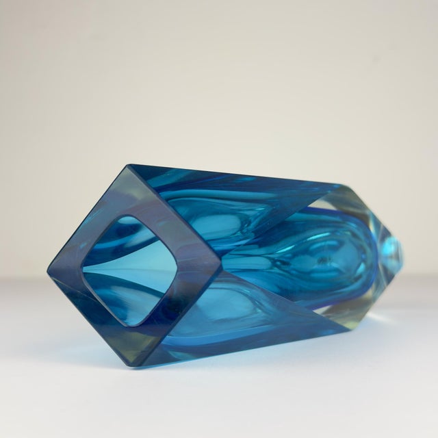 Sommerso Blue Murano Glass Vase, 1970s For Sale - Image 12 of 18