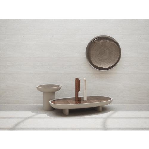 Gold Lacquered Structure Walnut Oval Side Table with Rounded Edges by Ultramobili For Sale - Image 8 of 10