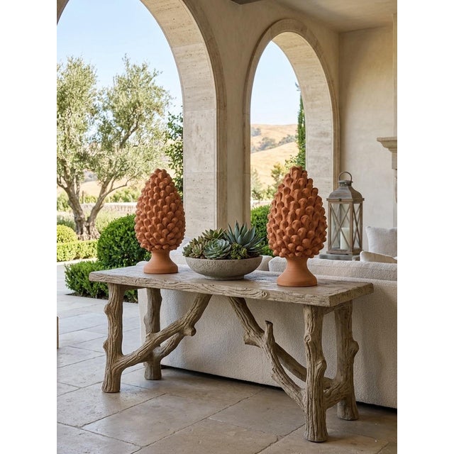 Pair of Hand-Finished Terracotta Pine Cone Finials For Sale - Image 10 of 12