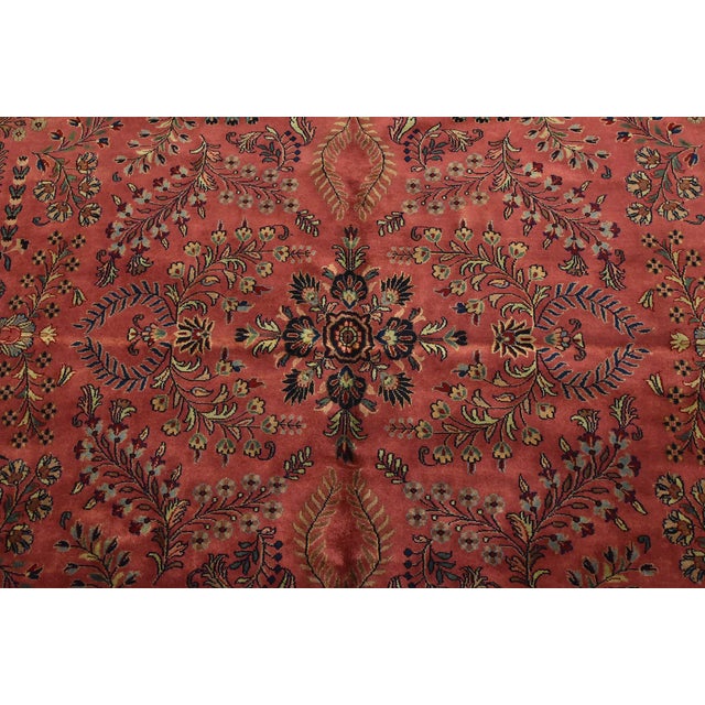 Sarouk Rug 9’11” X 13′ Pink Wool Traditional Hand-Knotted Oriental Carpet For Sale In Philadelphia - Image 6 of 15