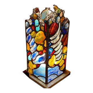 Mid 20th Century Artist-Crafted Table Lamp With Mouth-Blown Glass Nuggets For Sale
