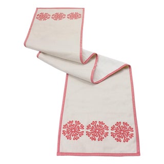 Embroidered Snowflake Table Runner 72"L For Sale