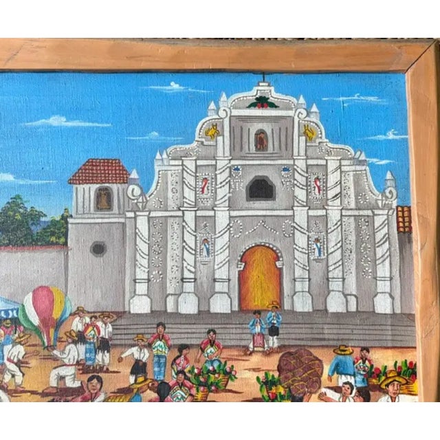 Wood Detailed Folk Art Painting - Comalapa School Movement - Painting of the Fiesta De Comalapa, Signed For Sale - Image 7 of 11
