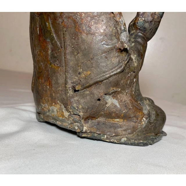 Antique 1600's Ming Dynasty Chinese Bodhisattva Guanyin Bronze Statue Sculpture For Sale - Image 15 of 16