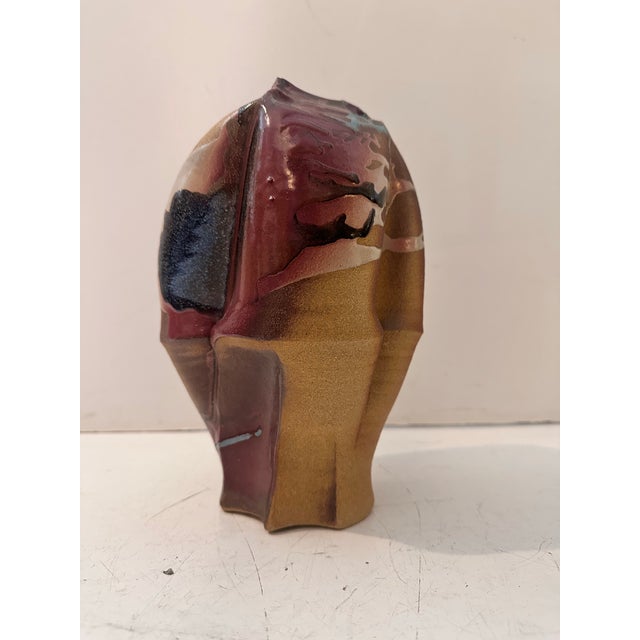 1990s Multicolor Sculptural Ceramic Vessel For Sale - Image 5 of 11