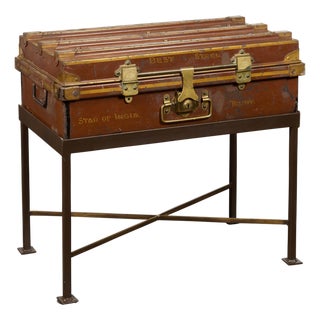 Early 20th Century Star of India Ship's Trunk Made by Newton Shakespeare and Co. on Custom Base For Sale