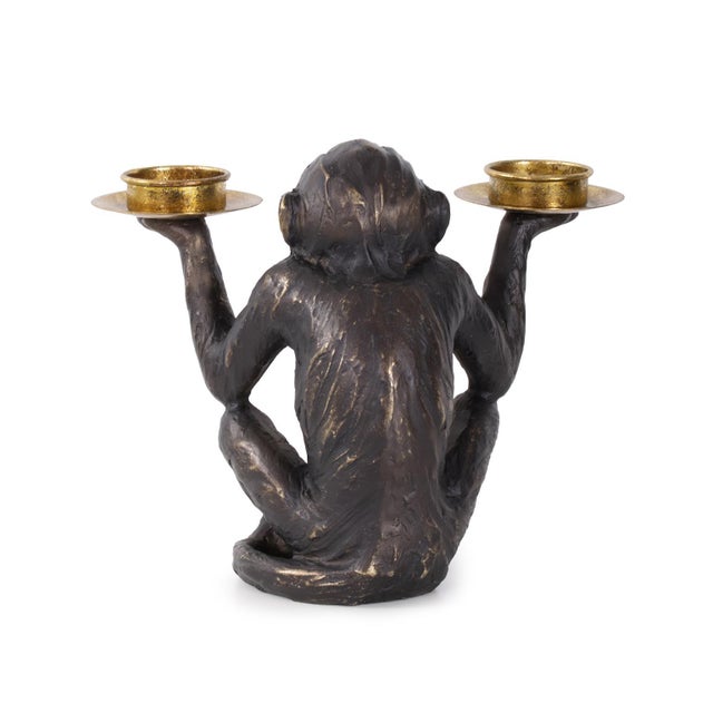 Barkari Monkey Double Tealight Candle Holder For Sale In Chicago - Image 6 of 11