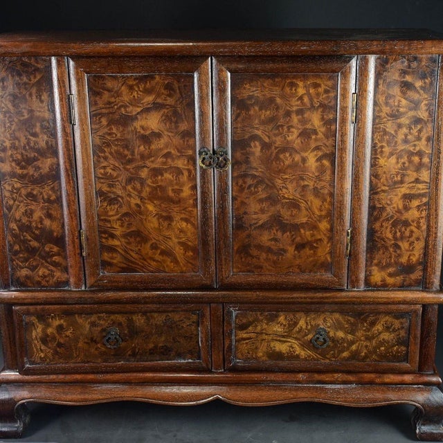 1980s Vintage Chinese Burl Wood Side Cabinet / Small Bookcase For Sale - Image 5 of 9