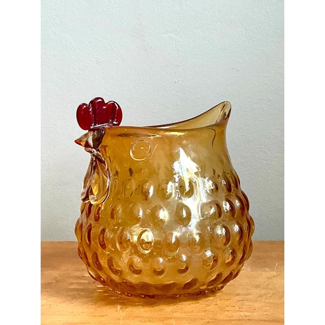 Amber Vintage Amber Glass Chicken Pitcher For Sale - Image 8 of 12