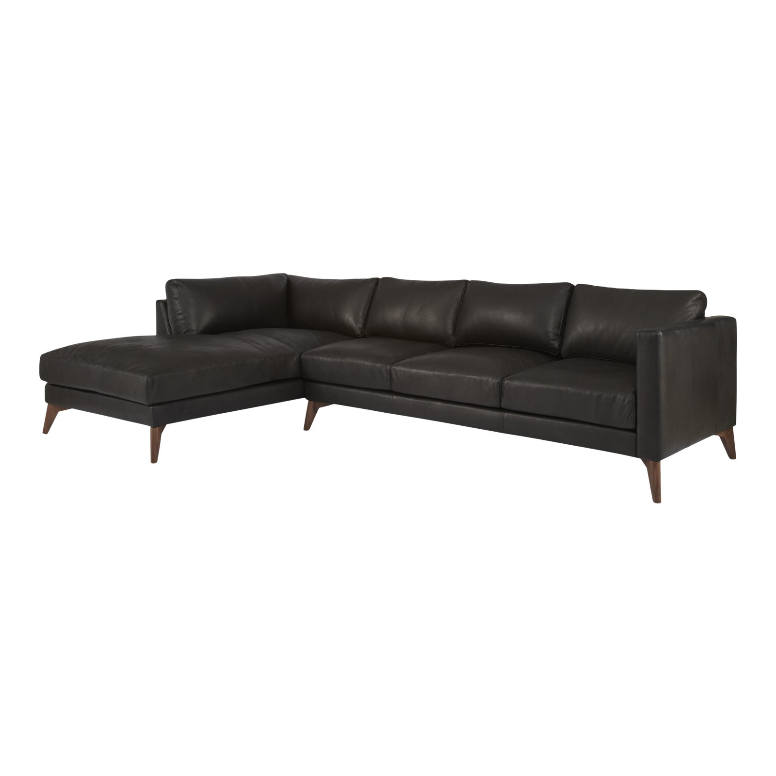Miles 115" Left Facing 2 Piece Sectional, Black Leather Chairish