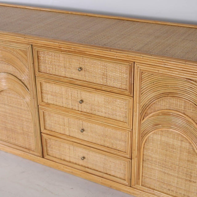Mid-Century Modern Palm Tree Sideboard in Rattan and Raffia For Sale - Image 3 of 18