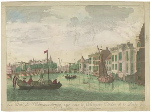 After Jan de Beijer, Optica View of Amsterdam with Half-Moon Bridge & St. Anthony's Lock, 1770, Print