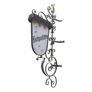 Handmade Illuminated Sign in Wrought Iron For Sale