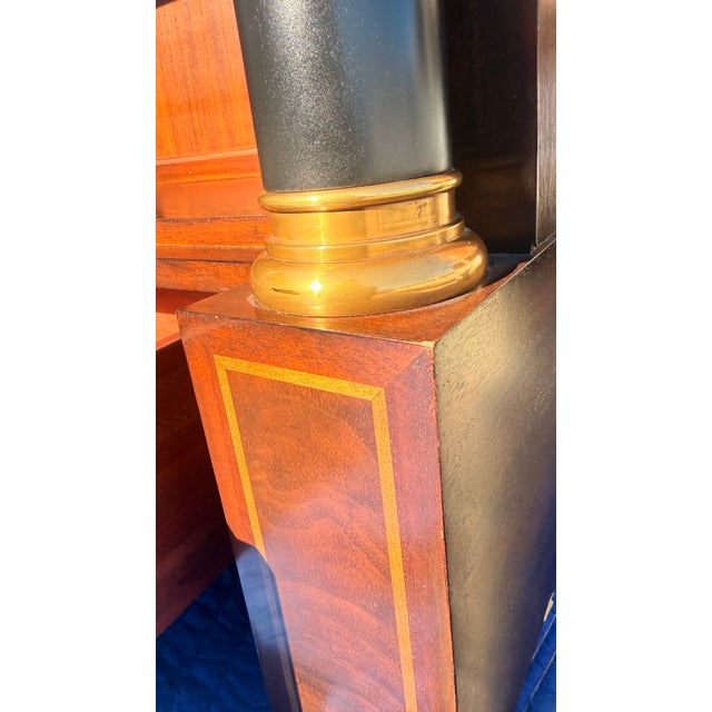 Brass Maitland-Smith Neoclassical Empire-Style Illuminated Mahogany Bookcase For Sale - Image 8 of 14
