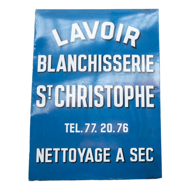 Large Antique Enamel Sign, France, 1950 For Sale