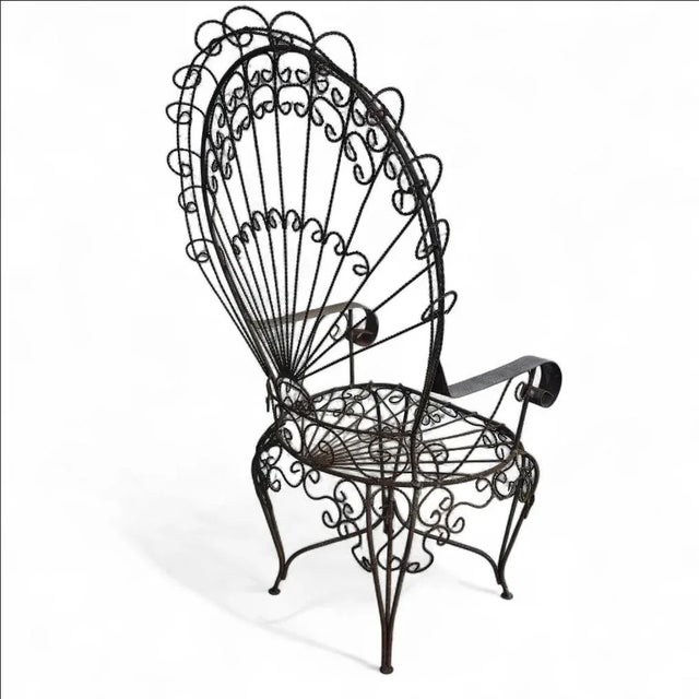 Vintage Wrought Iron Peacock Armchair For Sale - Image 12 of 15