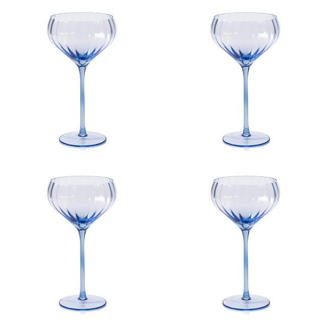 Malden 4-Piece Set Optic Cocktail Glasses, Cocktail Blue For Sale - Image 4 of 4